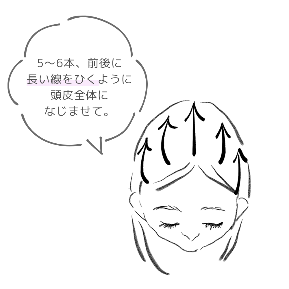 前後に長い線をひくように塗布